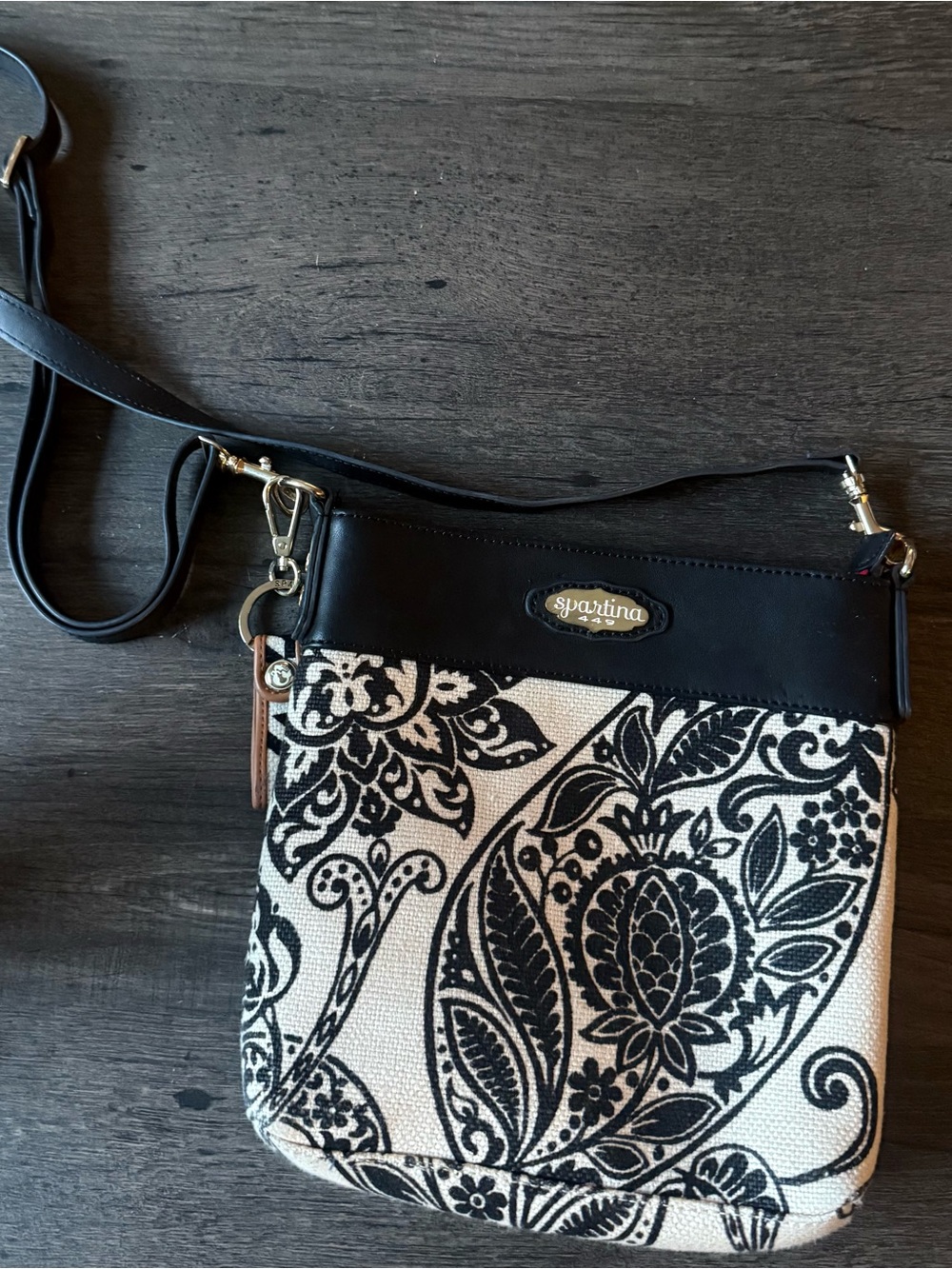 Spartina 449 Black & White Floral Canvas Crossbody